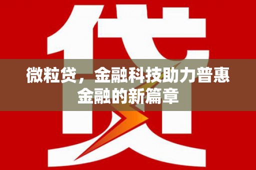 长滨微粒贷，金融科技助力普惠金融的新篇章