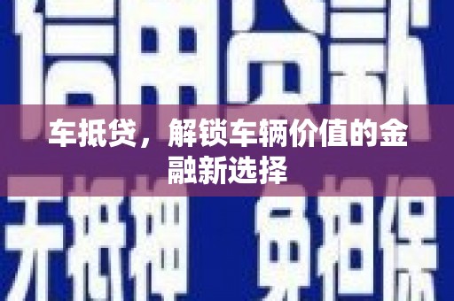 望谟车抵贷，解锁车辆价值的金融新选择
