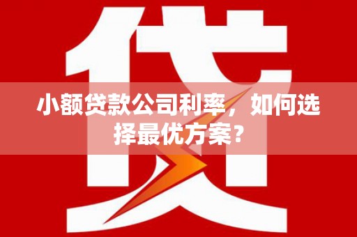江永小额贷款公司利率，如何选择最优方案？