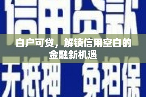 特克斯白户可贷，解锁信用空白的金融新机遇