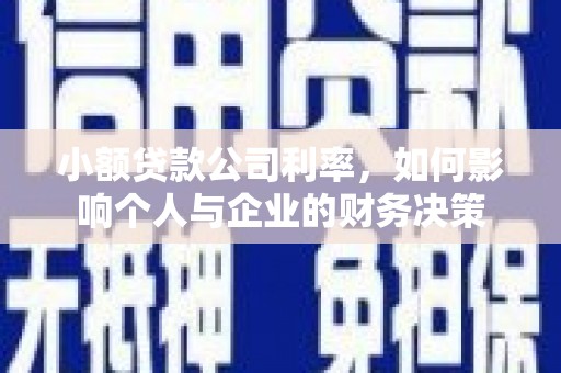 新晃小额贷款公司利率，如何影响个人与企业的财务决策